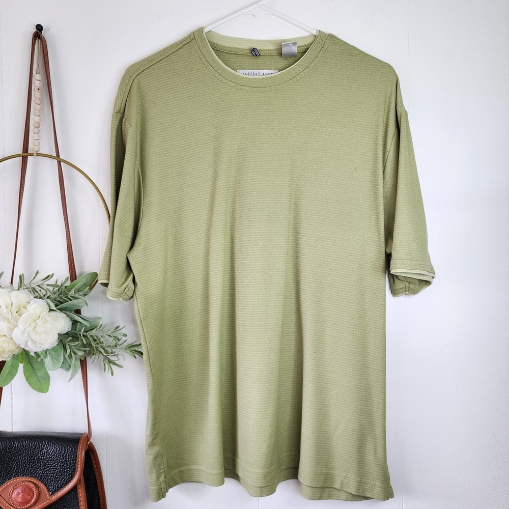 Geoffrey Beene Green Short Sleeves Crew Neck Shirt Size Small